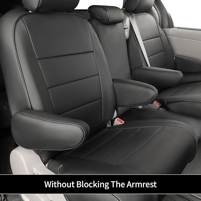 EKR Sienna Seat Covers for 2011-2020 Toyota Sienna LE,XLE, SE,XLE Premium 2nd Row 4/2/4 Split,8 Seats,Waterproof Car Seat Cover Full Set,Car Seat Protectors- Three Row,Leather(Black)