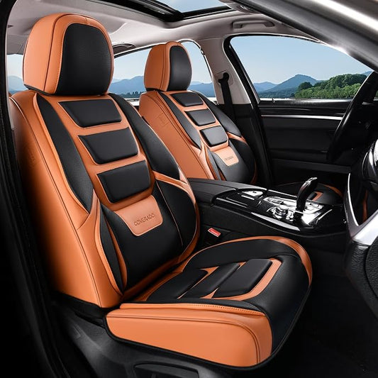 Coverado Car Seat Covers, Front Covers for Cars, Car Seat Cover Front Seats, Automotive Seat Cover, Waterproof, Leather Car Seat Cushion, Universal Interior Covers Seat Protectors for Most Cars