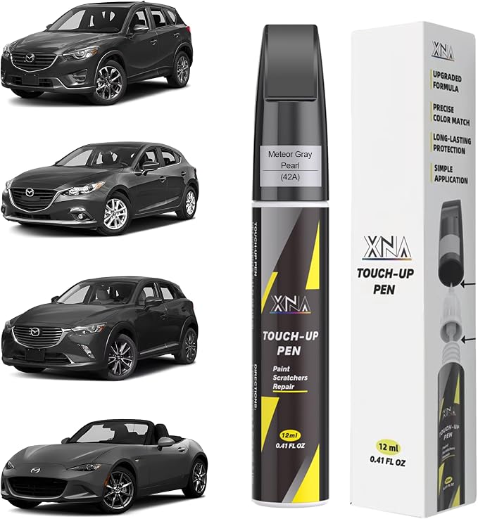 XNA Meteor Gray Pearl(42A) for Mazda Touch Up Paint, Car Scratch Remover for Nicks and Chips Repair, 2-In-1 Quick & Easy Fix Car Scratch Repair Kit with Exact Color-Matched