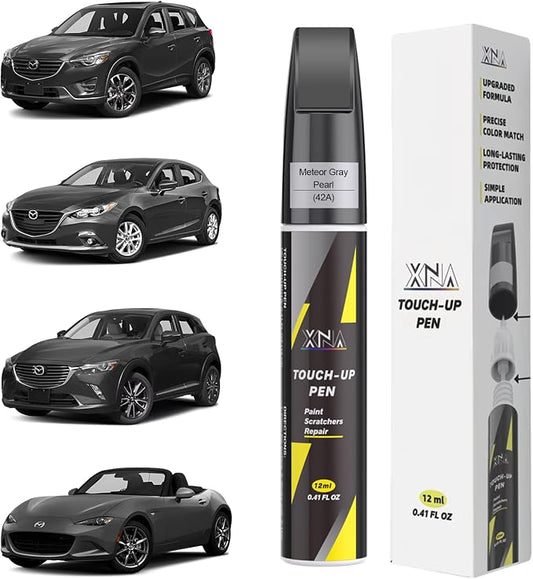 XNA Meteor Gray Pearl(42A) for Mazda Touch Up Paint, Car Scratch Remover for Nicks and Chips Repair, 2-In-1 Quick & Easy Fix Car Scratch Repair Kit with Exact Color-Matched