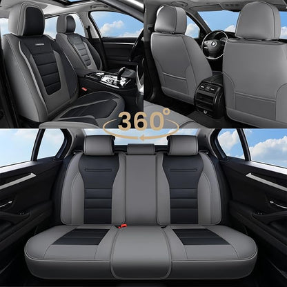 Coverado Car Seat Covers Front, Seat Covers for Cars, Waterproof 2-Pack Car Seat Cushions, Leather Carseat Seat Protectors, Universal Seat Covers Fit for Most Sedans SUV Pick-up Trucks(Gray&Black)
