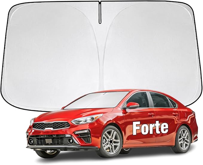 Windshield Sun Shade for Kia Forte 2014-2026 Sunshade 300T Windshield Cover Shield Protector Blocks UV Rays Custom Fit Forte Front Window Shades Windshield Accessories Keep Cool Foldable