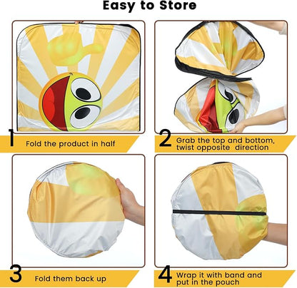 Windshield Sun Shade, Car Sun Shade Windshield, Reflector Sunshade Offers Ultimate Protection for Car Interior, Reflective Polyester Blocks Heat for Sedans, Mini SUVs, Hatchbacks - 57 x 31.5 inches