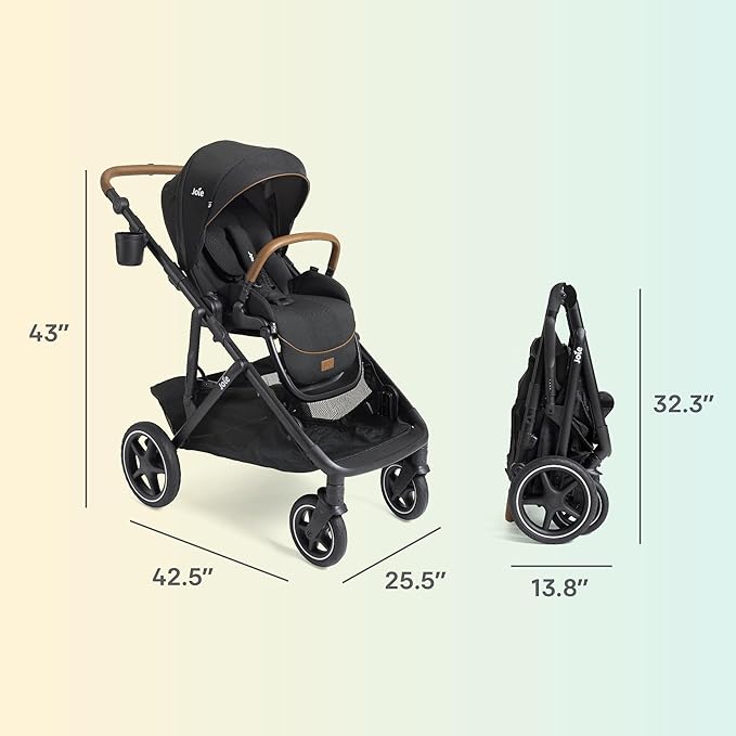 Joie Baby, Chive and Mint Latch - All-in-One Convertible Single-to-Double Modular Stroller with 20+ Customizable Modes & All-Terrain Wheels, and Baseless Infant Car Seat Travel System (Thunder)