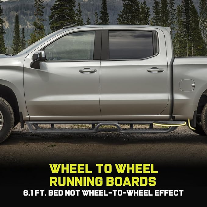 BINARY STAR Running Boards Compatible with 2024-2026 Toyota Tacoma Double/Crew Cab, Wheel to Wheel Running Boards, 6 Inch Tacoma Side Steps Step Bars