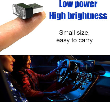 2 PCS USB LED Car Interior Atmosphere Lamp, Portable Mini LED Night Light, Plug-in USB Interface Trunk Ambient Lighting Kit, Universal Interior Car Accessories (Purple)