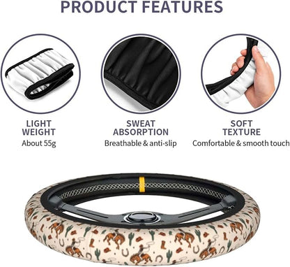 Western Steering Wheel Covers Non Slip Neoprene Universal 15 Inch Steering Wheel Protector Car Cover for Men Women