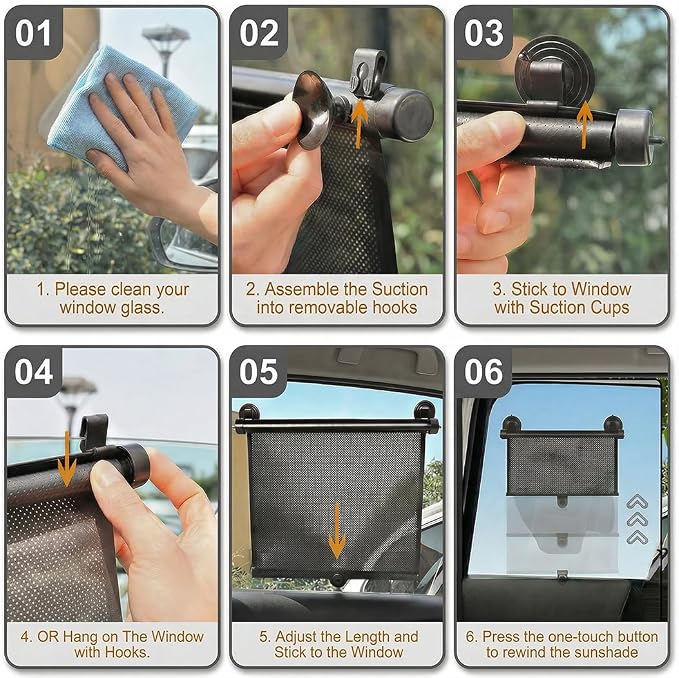 PLTCAT Car Side Window Sun Shades for Baby, 2 Pack UV Protection Breathable Mesh Sunshade, Universal Fit Auto Sun Visor for Kids Pets Travel Privacy Protection (Standard-16''x18'')