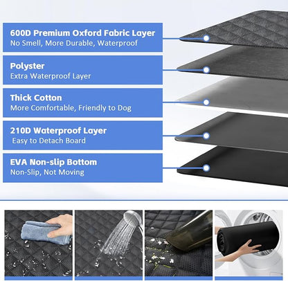 JSTHT Dog Car Seat Cover for Back Seat Waterproof Bench Seat Cover Protector Nonslip Durable Soft Pet Dog Back Seat Cover for Car, Truck, & SUV (Black)