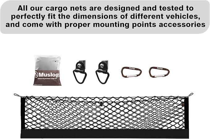 Muslogy Truck Bed Cargo Net Compatible with Toyota Tundra 2007-2024 2025 2026 Accessories, Pickup Truck Bed Cargo Organizer Storage Net with Heavy Duty Carabiners