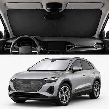 Audi Q3 Q4 Q5 Windshield Sun Shade, Custom Fit Foldable Front Window Sunshade Protector, Blocks UV Rays and Reduces Heat, Fits 2019–2026 Models