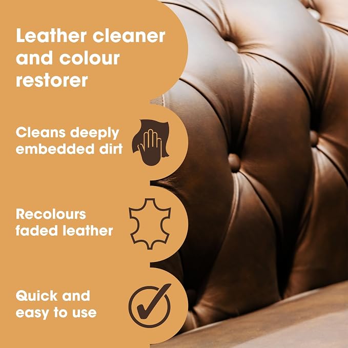 Furniture Clinic Leather Easy Restoration Kit | with Leather Recoloring Balm, Cleaner, Sponge, and Cloth | Leather Repair Kit for Scratched and Faded Furniture (Cream)