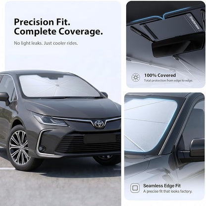 2026 Upgraded Windshield Sun Shade Umbrella for Toyota Corolla [Precision Custom Fit, Superior UV & Heat Block] Cooling Tech Fabric, Durable Foldable with Storage Bag, Fits 2000-2026