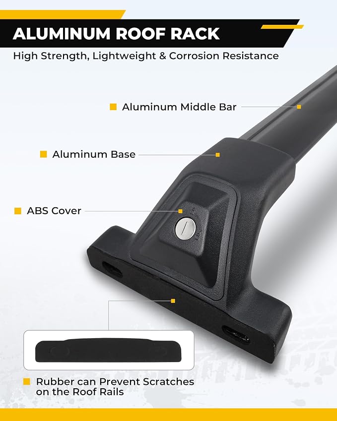 265LBS Lockable Cross Bars Roof Rack Fit for GMC Acadia 2017-2023 Aluminum Crossbars Cargo Bar Luggage Baggage Carrier Rooftop Accessories, for Storage Bag Kayak Snowboard Canoe Bike