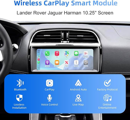 Wireless CarPlay Android Auto Adapter Decoder Retrofit Kit Fits Land Rover & Jaguar 2016-2019 with Harman Headunit 10.25" Screen, Supports Airplay/Mirror Link/Backup Camera/USB Drive/Navi