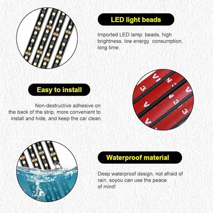 Car LED Strip Light, 48 LEDs RGB Neon Interior Atmosphere Lights, 12V Under Dash Ambient Night Light, USB Port Auto Interior Decorative Lamp, Universal Car Accessories (White)