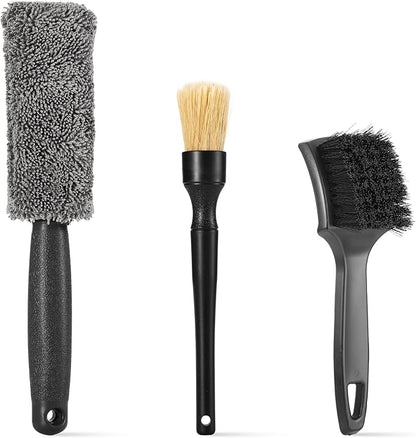 3Pcs Wheel Brush, Tire Brush with Little Braid Bristles Design, Durable Rim Brush & Car Wheel Brushes, Car Detailing Brush for Cars, Trucks, RVs, Motorcycles, Room, Corner