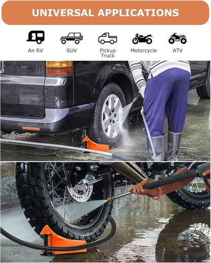 Car Hose Guide 4PCS, Hose Guide for Car Wash Detail, Tire Hose Roller Preventing Pressure Washer Hose from Stuck and Snagging Car Wash Tool for SUV Pickup Truck RV ATV Motorcycle (Orange)