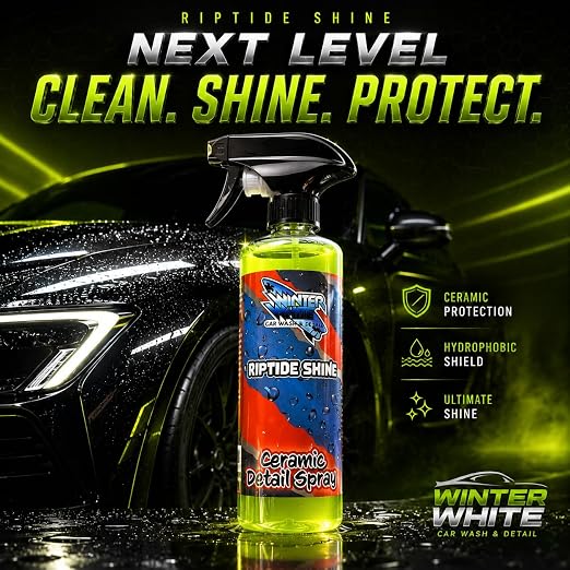 Winter White Riptide Shine Ceramic Detail Spray, Incredible Shine and Protection for Vehicle Paint, Extreme Water Beading, Safe for Cars, Trucks, Motorcycles, RV's and More, 16 oz. (Pack of 2)