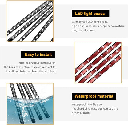 Car Led Interior Lights, RGB 72 LED Multicolor Auto Strip Light with Sound Active Function and APP Control, Under Dash Smart Lighting Kit with Charger, Car Accessories (USB)