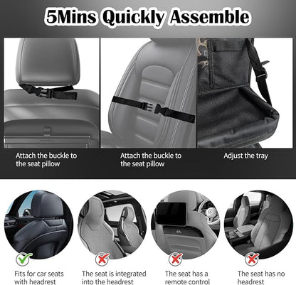 Car Backseat Organizer with Tablet Holder, 9 Storage Pockets with Foldable Food Tray, Kick Mats Back Seat Cover for Kids Road Trip Essentials Travel (1 Pack)