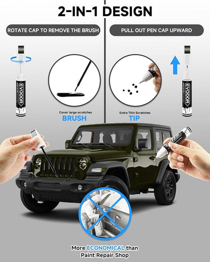 PGG Sarge Green Touch Up Paint Compatible with JeepExact Match 2 in 1 Touch up Paint for Chips and Nicks Repair