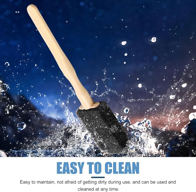 10 PCS Car Interior Detailing Brush, 1.96" Foam Paint Brushes for Car A/C Vent Clean, Soft Duster Detailing Brushes with Long Handle, Universal Interior Cleaning Tool for Cars (Black)
