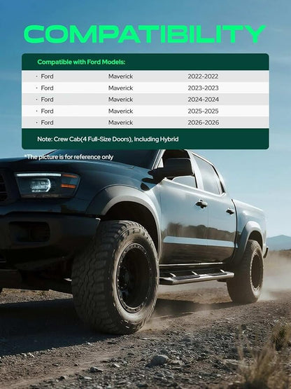 YHTAUTO 3 Inch Running Boards Side Steps Fit Ford Maverick 2022-2026(Include Hybrid Model) (Crew Cab/SuperCrew) Round Stainless Steel Polished Chrome, Truck Cab Side Step Rails Off-Road Accessories