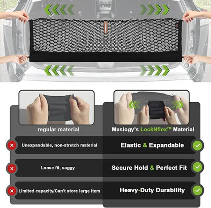 Muslogy for Maverick Cargo Mesh Net Accessories Stretchable Trunk Organizer Cargo Elastic Mesh Bed Net with Hooks Compatible with Ford Maverick XL XLT 2022 2023 2024 2025