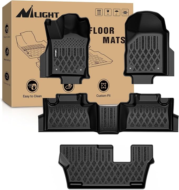 Nilight TPE Floor Mats for Dodge Durango 7 Seats 2nd Row Bench Seat 2016 2017 2018 2019 2020 2021 2022 2023 2024 2025 2026 All Weather Custom Fit Heavy Duty Floor Liners