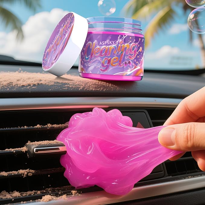 ASFSKY Car Cleaning Gel (Purple,Grape) Dust Cleaning Putty Universal Car Interior Cleaner Keyboard Dust Remover Car Slime Gifts for Men Women girl（1 pack）