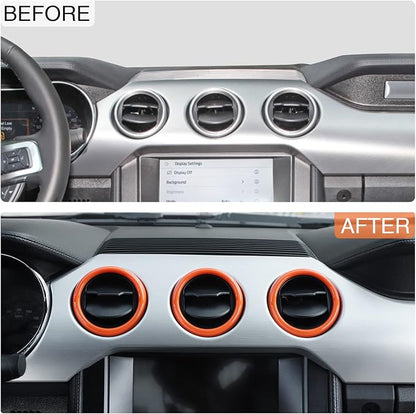 RT-TCZ Center Console Air Conditioner Outlet Vent Trim Cover Ring Interior Accessories for Ford Mustang 2015-2022,3PCS (Orange)