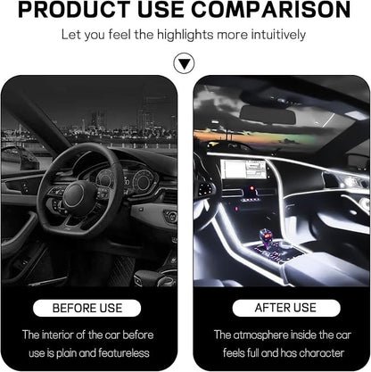 Car LED Strip Light, 12V 24 LED Interior Atmosphere Lights Under Dash Ambient Night Light, Auto Interior Decorative Lamp with Cigarette Adapter Plug, Car Accessories (White, Cigarette Lighter)