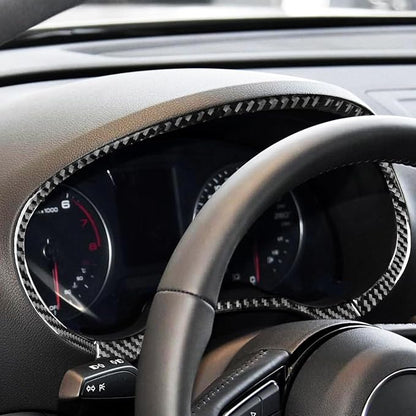 Real Premium Carbon Fiber Sticker Compatible with Audi A3 S3 RS3 8V 2013 2014 2015 2016 2017 2018 2019 Car Dashboard Speedometer Tachometer Decor Frame Auto Interior Accessories Decal Black