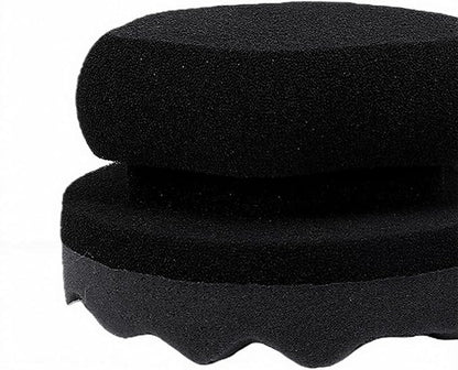 2PCS Tire Dressing Applicator Sponge, Wave Contoured Wheel Tire Detailing Applicator, Reusable Hex Grip Dressing Pad for Car Protection & Shine, Black (Large)