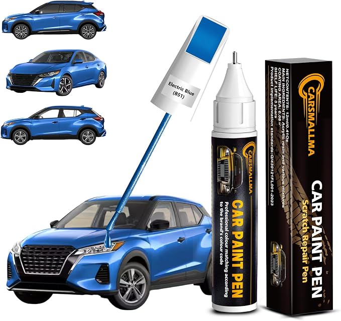 B51 Electric Blue Car Touch Up Paint for Nissan, Color Accurate Car Paint Scratch Repair Pen Kit Quick & Easy Fix Vehicle Chips and Automotive Nicks Scuff