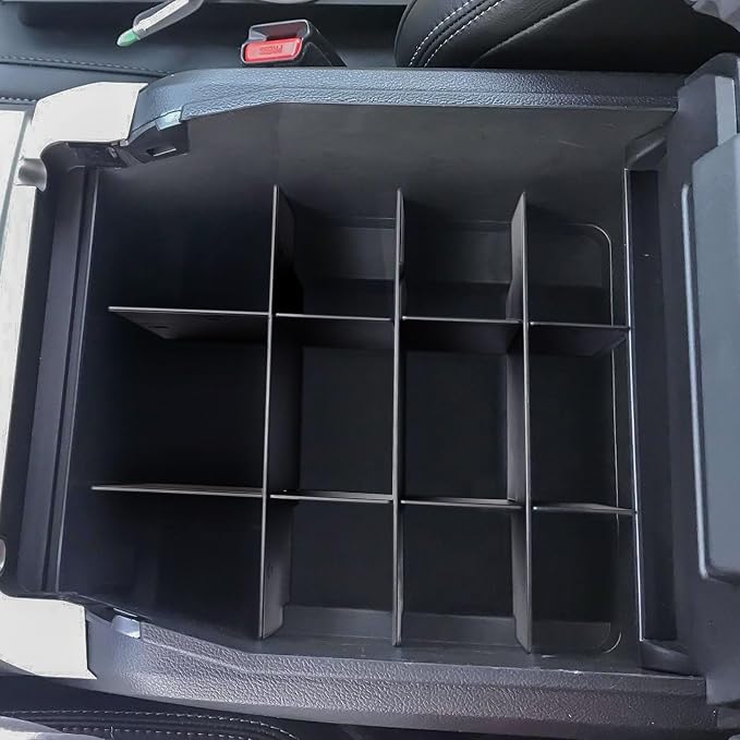 HGWEI Center Console Organizer Compatible with Ford F250/F350/F450 (2017-2022) and Expedition (2018-2024) Interior Accessories Armrest Storage Box Insert Tray, Black(Full console w/bucket seats ONLY)