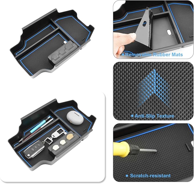2023-2025 2026 Accord Hybrid Center Console Organizer for Honda Accord (LX/SE/EX/EX-L/Sport/Sport-L/Touring),Durable ABS Plastic Console Tray Insert 2026 Accord Accessories w/Coin Holder (Blue)