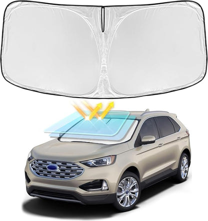 for Ford Edge 2015-2024 Windshield Sun Shade - 4 Layers Car Sunshades for Front Windows Shade Cover Custom Fit Edge Sun Visor 250T Retractable Shade Blocks UV Rays Car Accessories