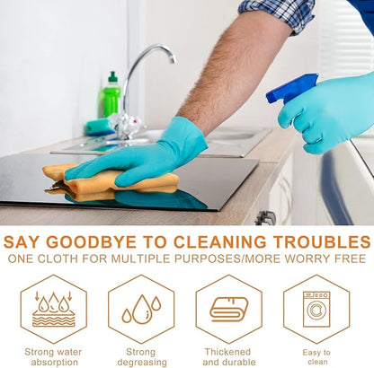 Nuenen Microfiber Cleaning Cloths for Cars 16 x 16 Inch Ultra Absorbent Car Towels Drying Reusable Cleaning Supplies House Kitchen Window Microfiber Towel(Yellow,60 Pcs)
