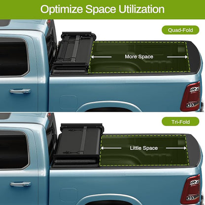 AUTOSAVER88 Soft Quad-fold Truck Bed Tonneau Cover Compatible with 2015-2026 Ford F-150 F150 (Excl. Raptor Series) 6.5ft Bed