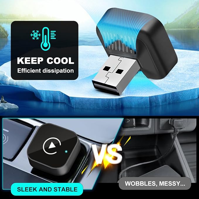 Wireless CarPlay Adapter 2026 Upgrade Wired CarPlay to Wireless, Mini USB Design for Cars with Built-in Wired Apple CarPlay Plug and Play Easy Use Fast Stable Connection Car Play for iPhone (Black)
