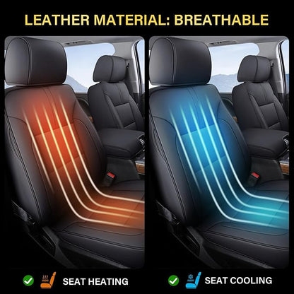 Coverado Chevy Silverado Seat Covers, Faux Leather Seat Covers Fit for Chevy Silverado GMC Sierra 2007-2025 1500, 2015-2025 2500HD 3500HD Crew Double Extended Cab (Front, Black)