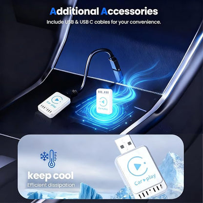 Newly Upgraded Wireless CarPlay Adapter 2026 : Slim, Lightweight and Portable, Plug-and-Play. Easy to Operate with Stable Connection and no lag, Compatible with iPhone and Android Devices.
