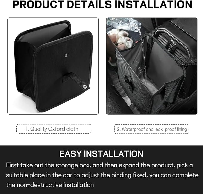 Foldable Car Trash Can, Waterproof Leakproof Hanging Auto Garbage Can, Multifunctional Large Capacity Vehicle Garbage Bag Storage Bag Organizer, Interior Car Accessories (Small)