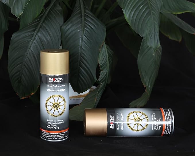 EASTUP Premium Metallic Acrylic Enamel Wheel Paint 18K Gold Color- Brilliant Finish, High Durability, Fade-resistant, Quick Drying Rim Coating Spray Paint.
