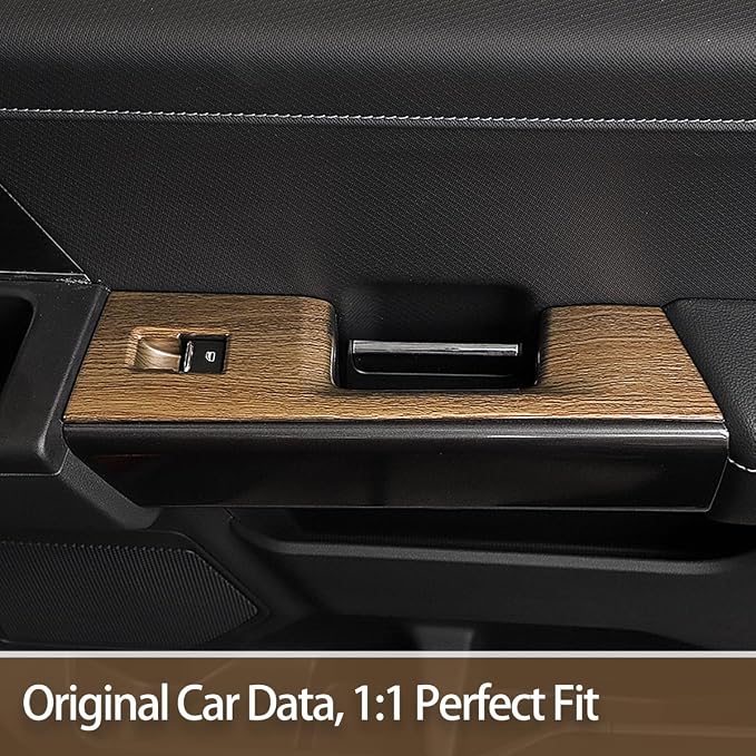 GZXinWei Wood Grain Door Window Control Switch Panel Trim Cover Sticker for Ford F150 2021 2022 2023 2024 2025 2026 Interior Upgrade Accessories