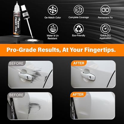 Touch Up Paint for Cars, 3-Pack - White Car Scratch Repair Pen, Color Accurate Automotive Touch Up Paint, Long-Lasting Scratch Resistance, Fast-Drying & User-Friendly, Safe & Water-Resistant for Automotive & Household Touch-Ups