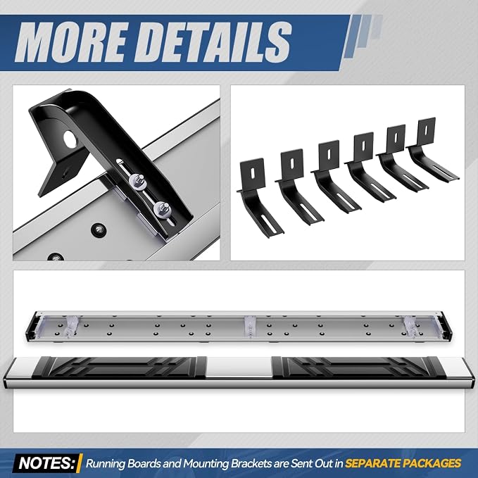 Auto Dynasty Running Boards Compatible with 2014-2019 Chevy Silverado GMC Sierra 1500 LD 2500HD 3500HD Extended Cab, Stainless Steel Side Step Rail Nerf Bars, 6.5" Step Bars, Polished
