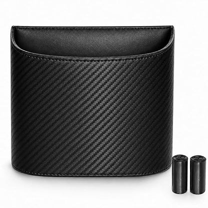 COZILO Leather Car Trash Can – Leakproof & Easy-to-Clean Car Garbage Can for Luxury Cars, SUVs & Trucks | Includes 60 Custom Liners, Secure Hook, Easy Install, Carbon Fiber